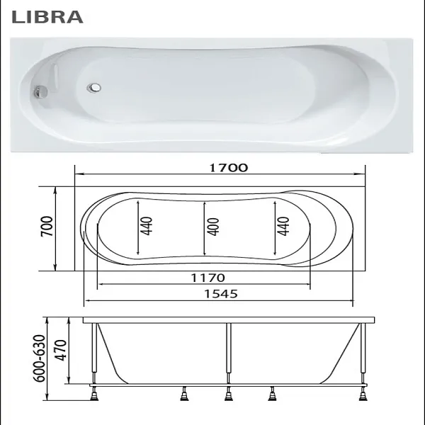 Ванна акриловая Marka One Libra 170х70 изображение
