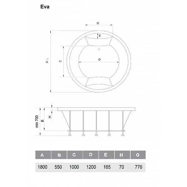 Ванна акриловая Vayer Eva D180 изображение